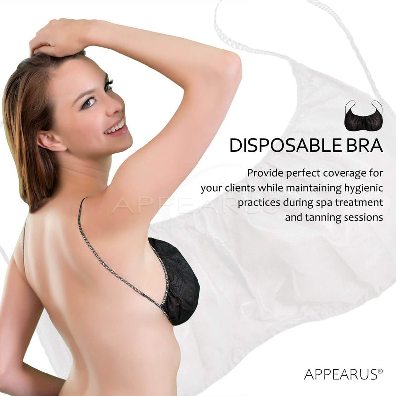 APPEARUS 50 Ct. Disposable Bras - Women's Backless Spa Bra for Spray Tanning and Body Treatments, Black - Image 2